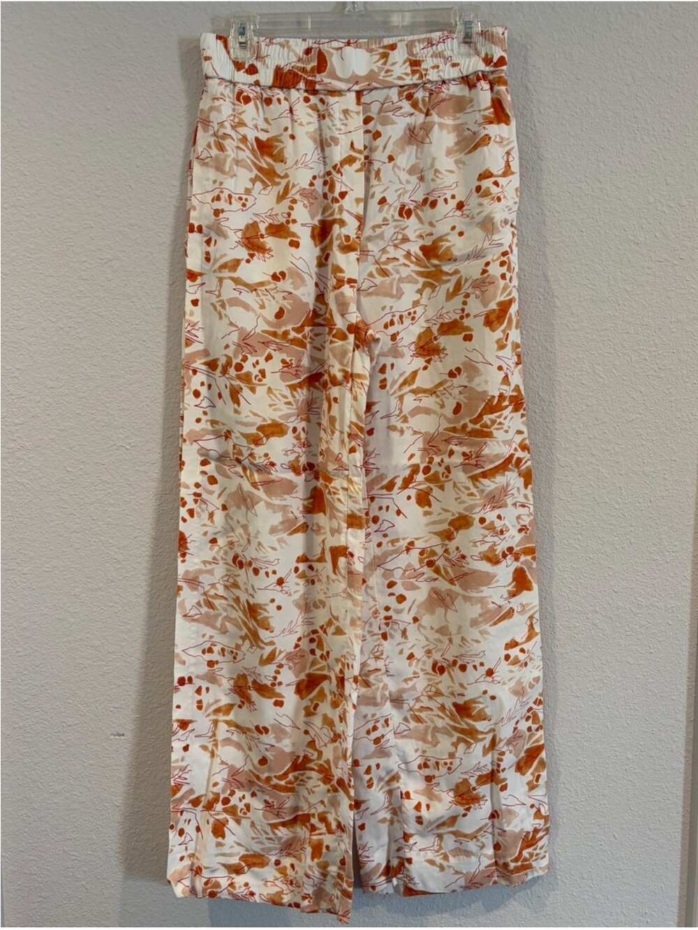 New COS Womens Classic Casual Cream Orange AOP Pull On Trouser Pants Size US 6